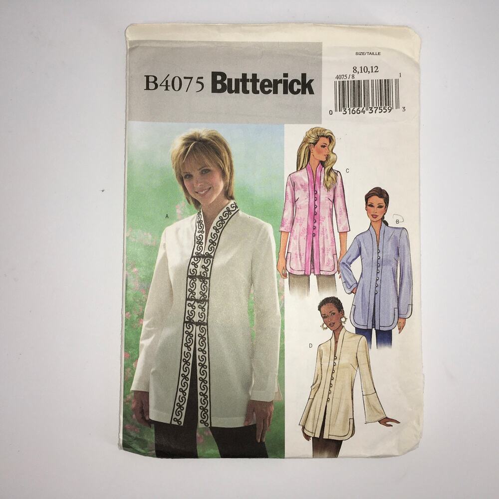 Butterick Sewing Pattern B4075 Oriental Cheongsam Whimsy Tunic 8-12 UNCUT
